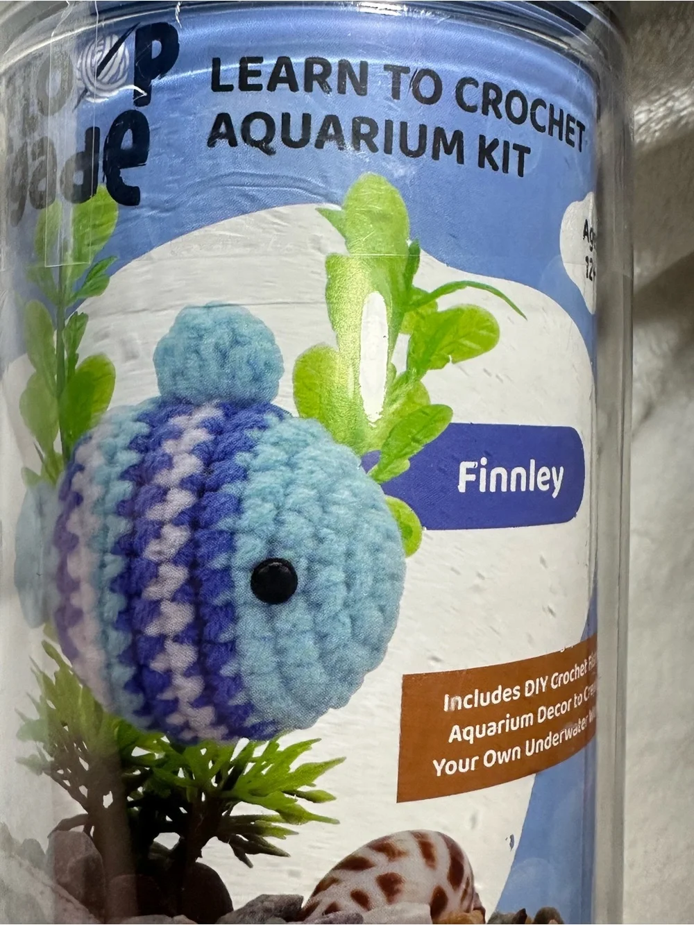 The Loop Brigade Learn to Crochet Aquarium Kit Finnley Blue Fish